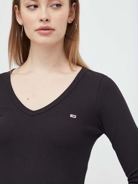 Tommy Jeans longsleeve damski kolor czarny DW0DW17990 - zdjęcie produktu nr 2