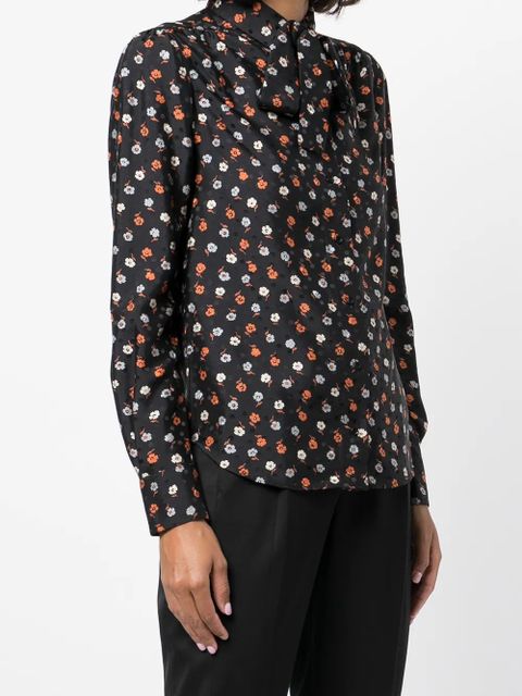Saint Laurent floral-print long-sleeve blouse - Black