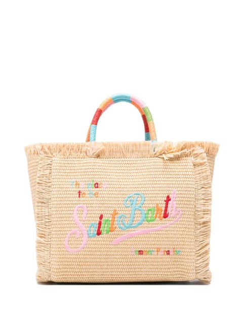 MC2 Saint Barth embroidered-logo frayed tote bag - Neutrals - zdjęcie produktu nr 1