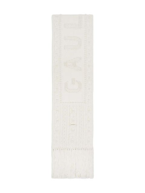 Jean Paul Gaultier Je T'aime aran-knitted fringed scarf - White - zdjęcie produktu nr 1