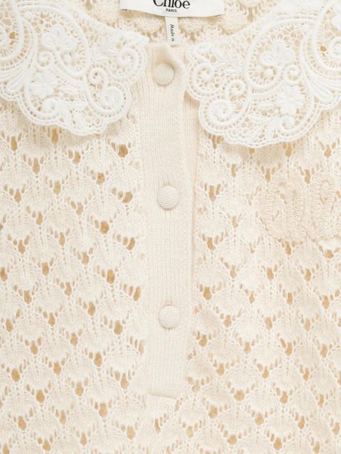 Chloé lace-collar open-knit sweater - White