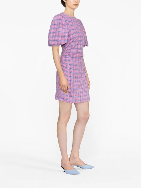 GANNI check-pattern minidress - Pink