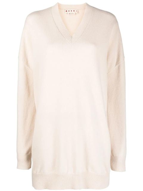 Marni knitted V-neck long-sleeve jumper - Neutrals - zdjęcie produktu nr 1