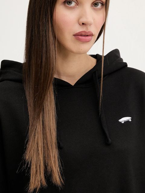 Vans bluza bawełniana damska kolor czarny z kapturem z aplikacją VN000P5PBLK1