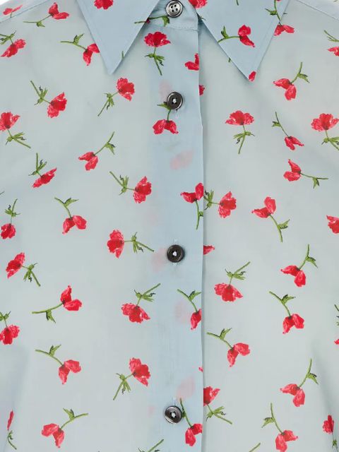 Jil Sander floral-print long-sleeve shirt - Blue