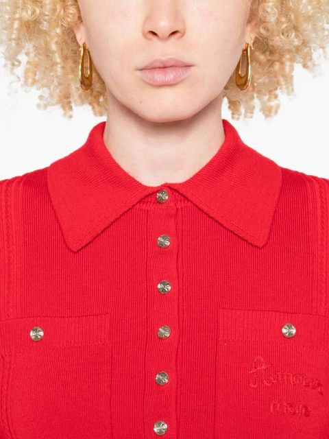 Maje patch-pocket buttoned top - Red