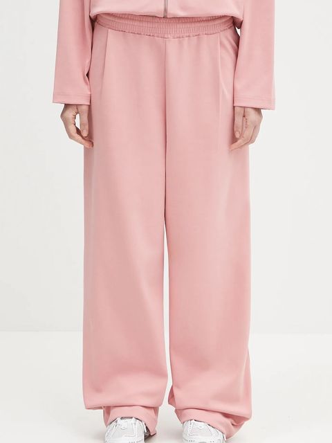 Pangaia spodnie dresowe DNA Double Jersey Pleated Trousers damskie kolor różowy z nadrukiem 10002356 - zdjęcie produktu nr 1