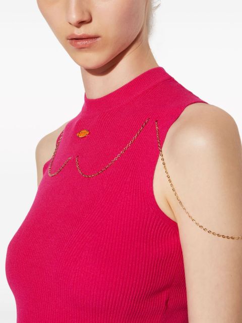 PUCCI chain-embellished rib-knit top - Pink