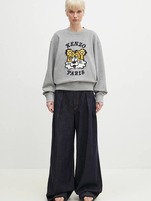 Kenzo bluza bawełniana x Verdy kolor szary z nadrukiem FF58SW2394MF.94