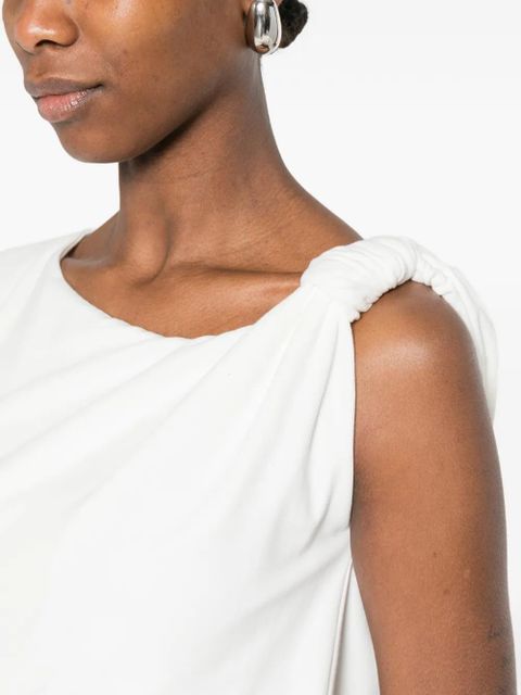 PINKO Marlena draped asymmetric-neck top - White