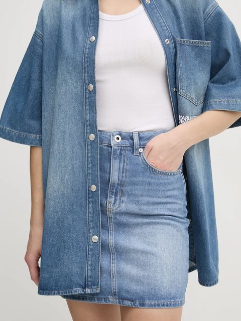 Karl Lagerfeld Jeans spódnica jeansowa kolor niebieski mini ołówkowa A1W12025 - zdjęcie produktu nr 1