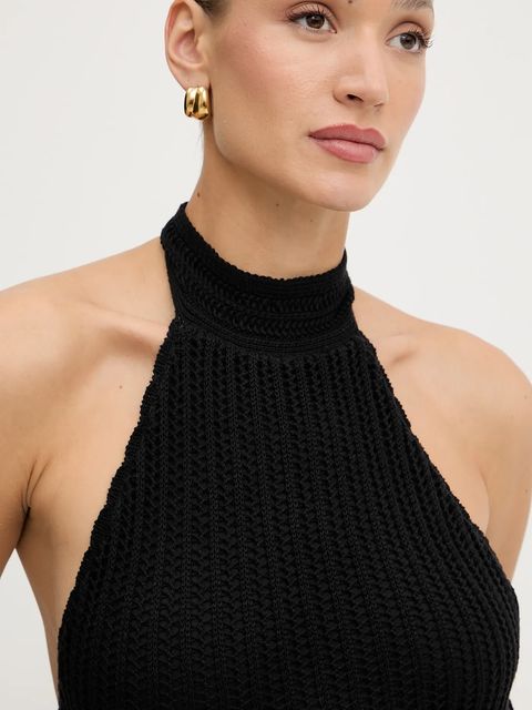 Guess sukienka bawełniana MONYCA kolor czarny midi dopasowana W5YK0E Z2YL1