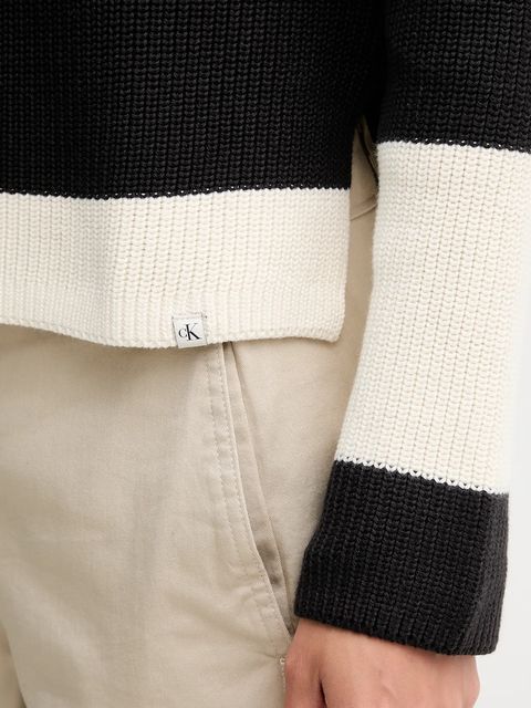 Calvin Klein Jeans sweter bawełniany damski kolor czarny ciepły z półgolfem LV047D353G - zdjęcie produktu nr 2