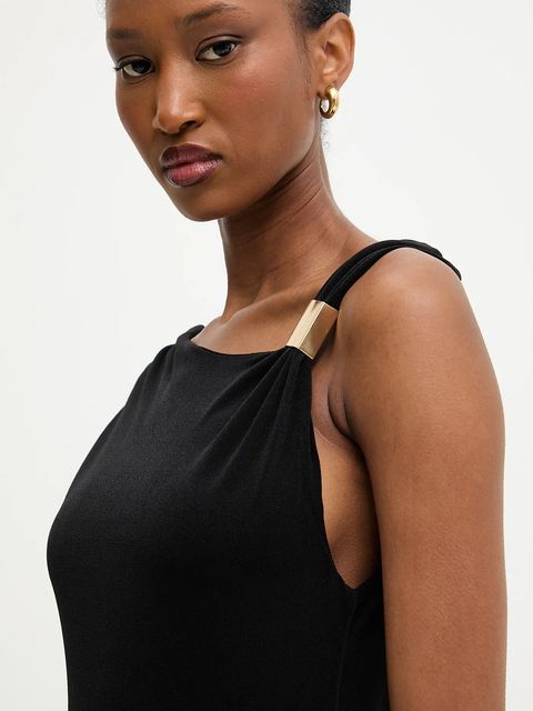 Answear.LAB sukienka kolor czarny midi rozkloszowana