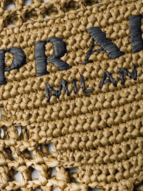 Prada triangle-logo raffia tote bag - Green