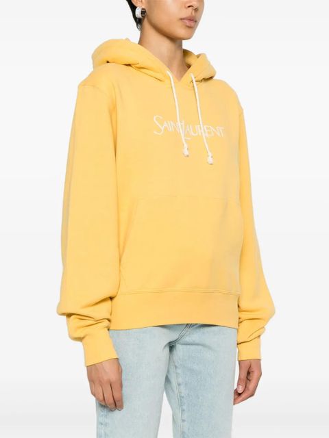 Saint Laurent logo-print cotton hoodie - Yellow