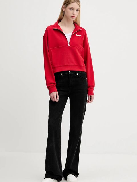 Hugo Blue bluza bawełniana damska kolor czerwony gładka 50542972 - zdjęcie produktu nr 2