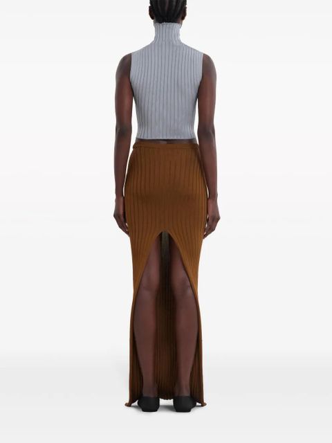 Marni logo-jacquard ribbed skirt - Brown