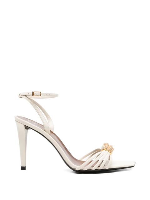 Giuseppe Zanotti Sunset crystal-embellished lambskin sandals - Neutrals - zdjęcie produktu nr 1