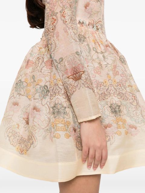 ZIMMERMANN Rebellion beaded floral-print mini dress - Pink