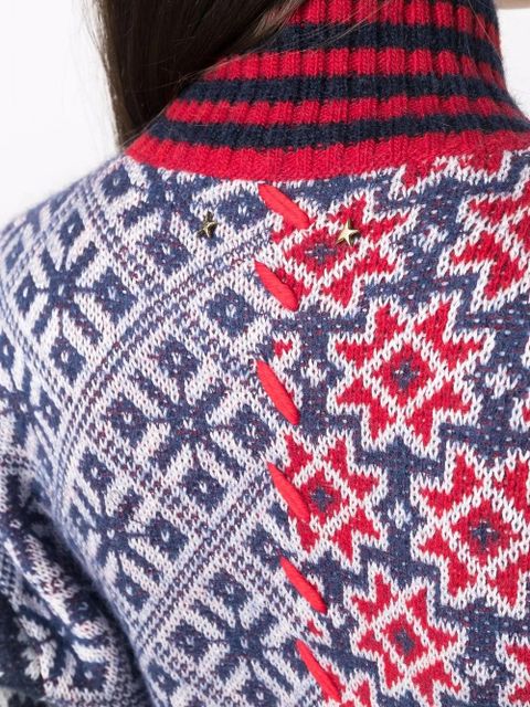 Golden Goose patchwork-detail roll neck dress - White