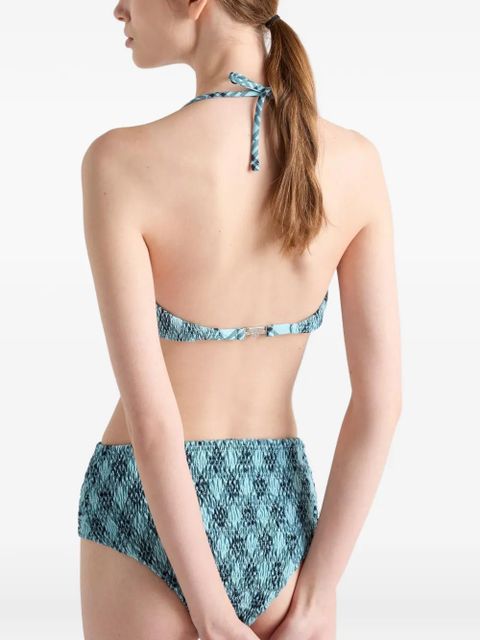 Prada checked print jersey bikini top - Blue