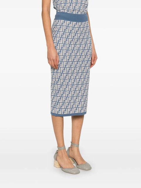 FENDI FF-jacquard midi skirt - Blue