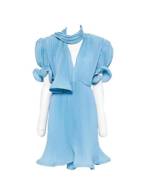Rowen Rose pleated puffy-sleeve midi dress - Blue - zdjęcie produktu nr 1