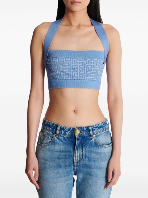 Balmain PB Labyrinthe Monogram top - Blue