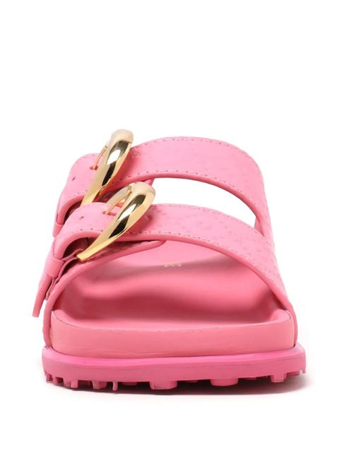Marine Serre embossed leather sandals - Pink