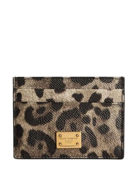 Dolce & Gabbana leopard-print logo-plaque cardholder - Brown - zdjęcie produktu nr 1