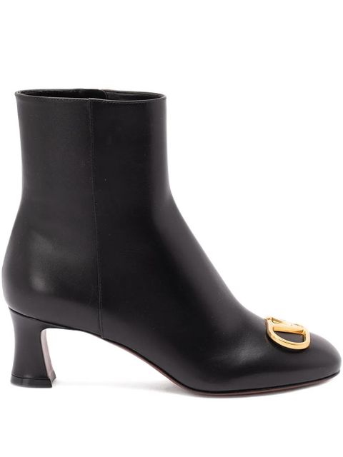 Valentino Garavani 60mm logo-plaque leather boots - Black - zdjęcie produktu nr 1