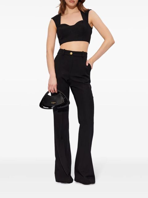 Balmain flared virgin-wool trousers - Black