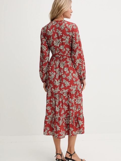 Pepe Jeans sukienka kolor pomarańczowy midi rozkloszowana PL9537695