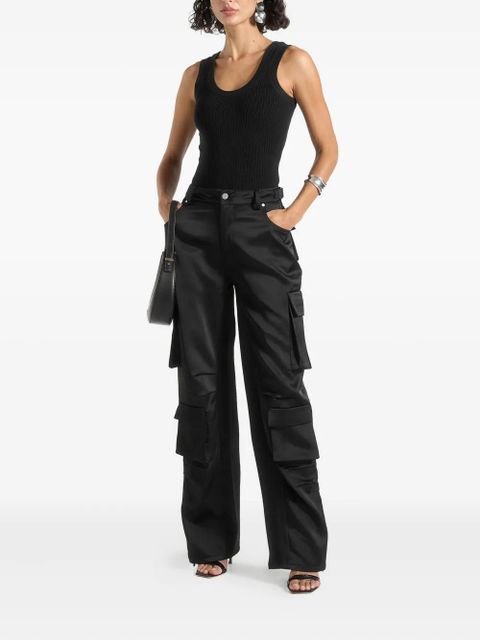 Manière De Voir Emilie high-waisted satin cargo trousers - Black - zdjęcie produktu nr 2