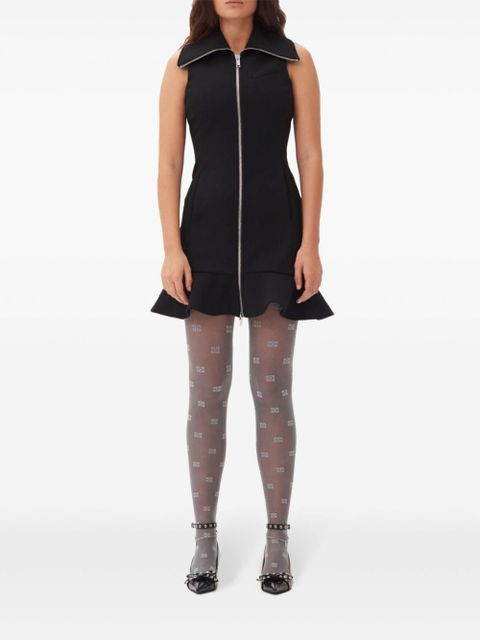 GANNI zip-up crepe mini dress - Black - zdjęcie produktu nr 2