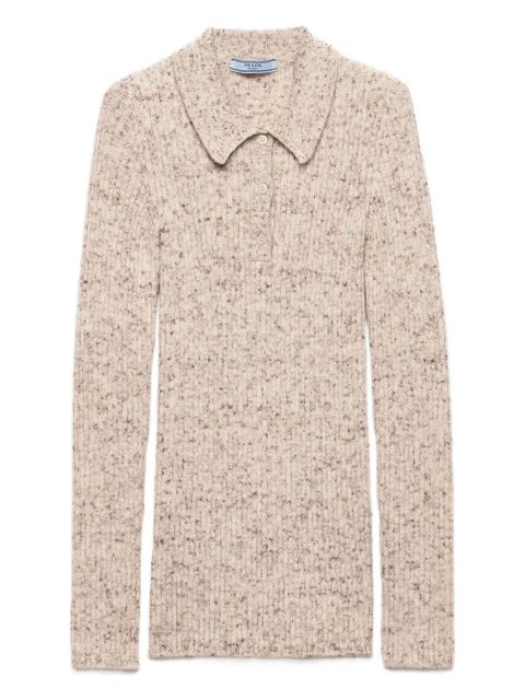 Prada ribbed-knit polo sweater - Neutrals - zdjęcie produktu nr 1