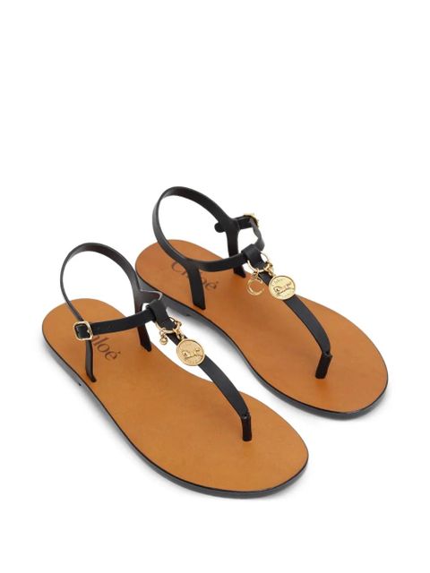 Chloé leather-buckle charm sandals - Black