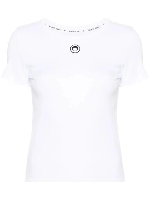 Marine Serre Crescent Moon-embroidery T-shirt - White