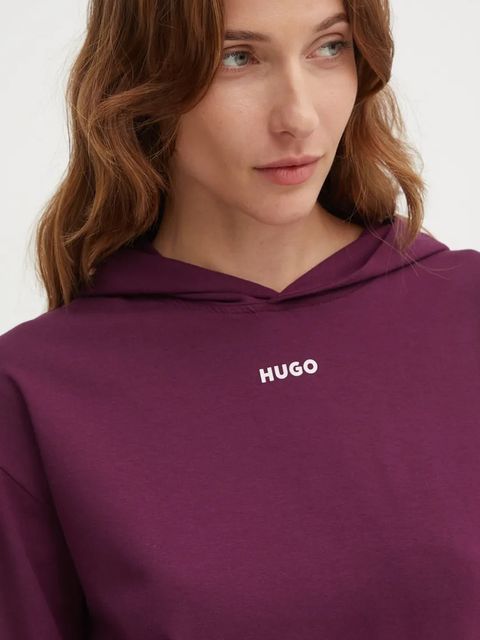 HUGO bluza lounge kolor fioletowy z kapturem gładka 50490594