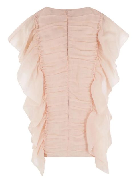 Chloé ruffle-trim ramie top - Pink