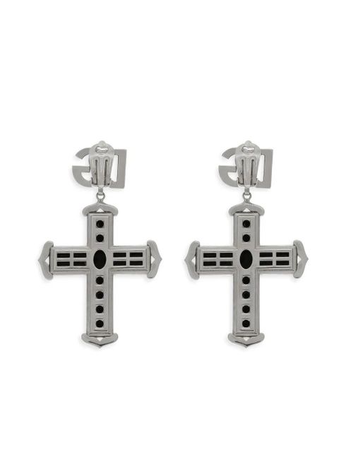 Dolce & Gabbana KIM DOLCE&GABBANA rhinestone-embellished cross earrings - Silver