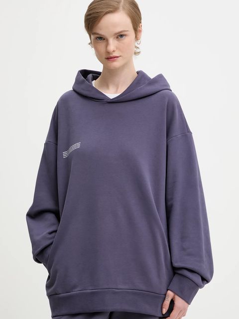 Pangaia bluza bawełniana kolor fioletowy z kapturem gładka 10000180