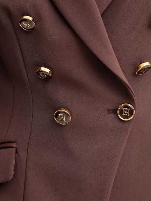 Elisabetta Franchi marynarka kolor brązowy dwurzędowa gładka GI17456E2