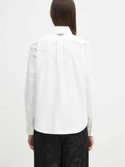 Kenzo koszula bawełniana damska kolor biały regular z kołnierzykiem klasycznym FF52CH2649LO.01