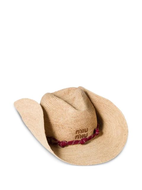 Miu Miu logo-embroidery sun hat - Neutrals - zdjęcie produktu nr 1