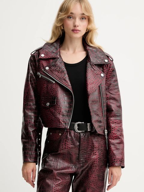 Gestuz ramoneska skórzana kolor bordowy przejściowa 10910558 - zdjęcie produktu nr 1