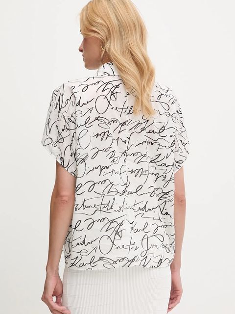 Karl Lagerfeld bluzka bawełniana damska kolor beżowy wzorzysta A3W11039 - zdjęcie produktu nr 2