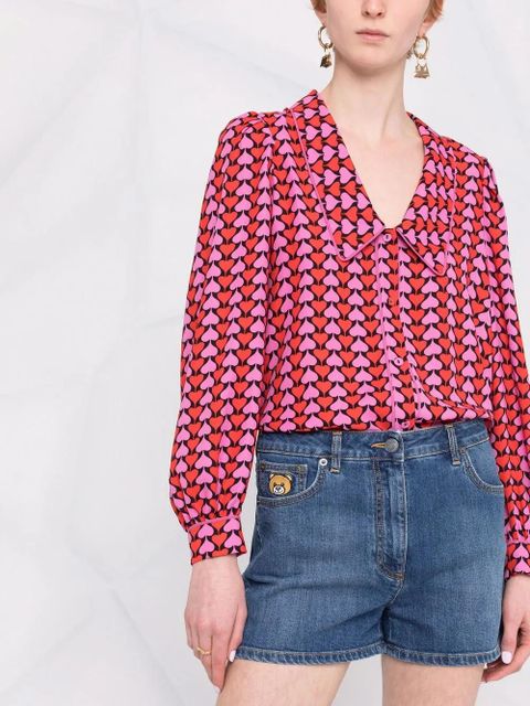 Moschino Teddy Bear patch denim shorts - Blue