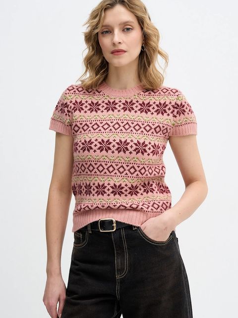 United Colors of Benetton sweter z dodatkiem wełny x Stranger Things damski kolor różowy 171RE10EN